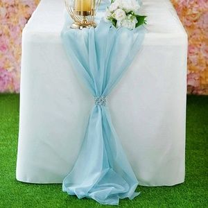 18" W x 180" L Chiffon Table Runner, Light Blue